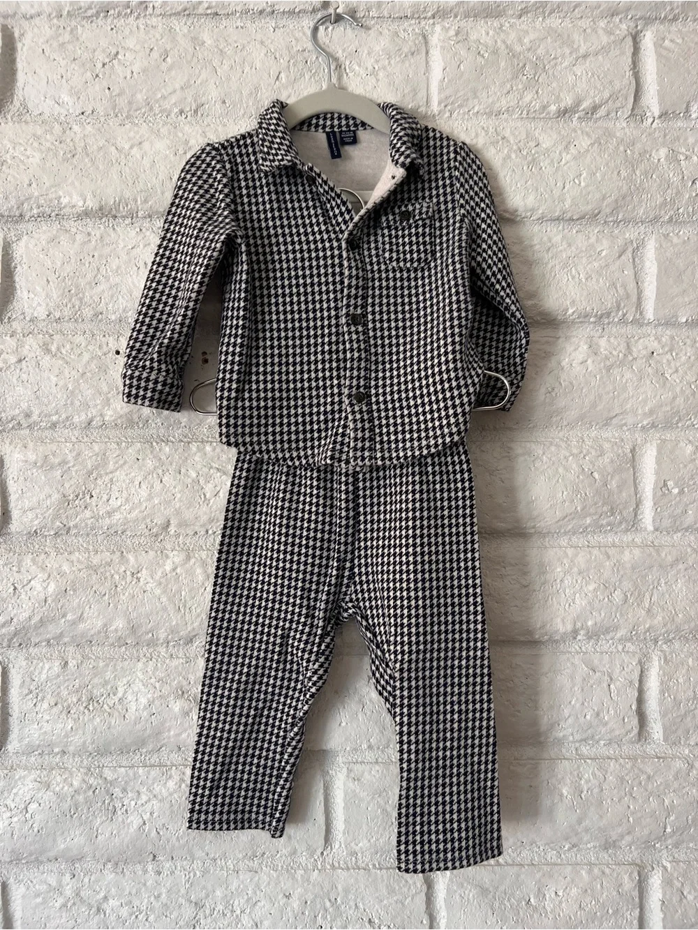 Janie and Jack Black and White Houndstooth Toddler Set